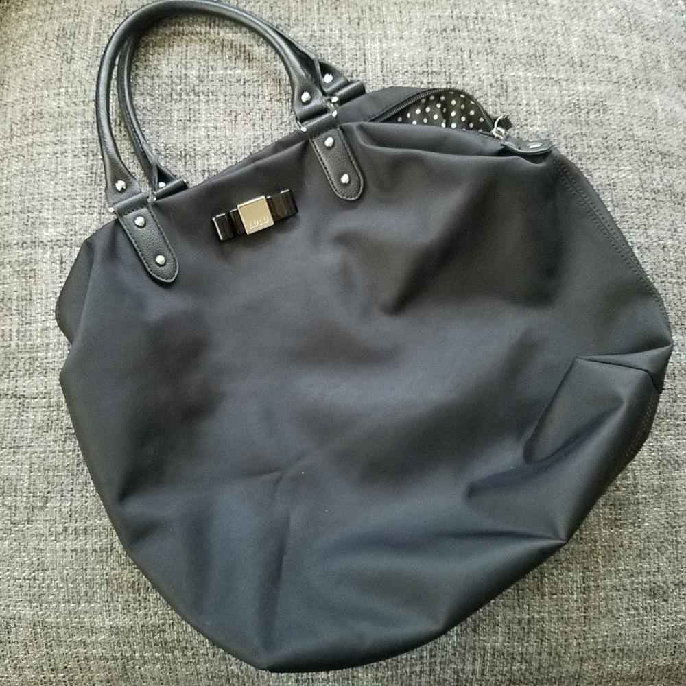Lulu Guinness Black Nylon Satchel Totebag